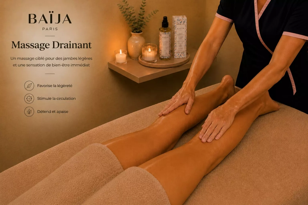 Massage drainant des jambes réalisé dans l’espace bien-être Les Fées Spa