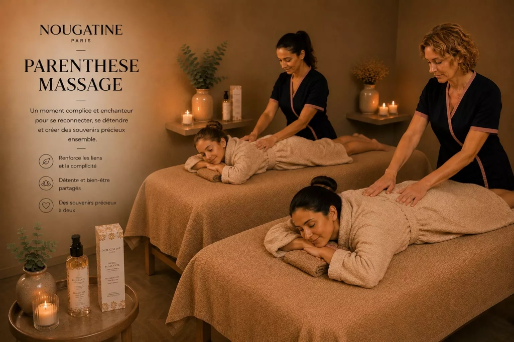 Massage parent-enfant réalisé en duo dans l’espace bien-être Les Fées Spa