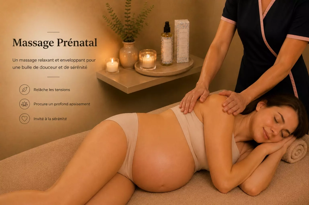 Massage prénatal pour femme enceinte réalisé dans l’espace bien-être Les Fées Spa