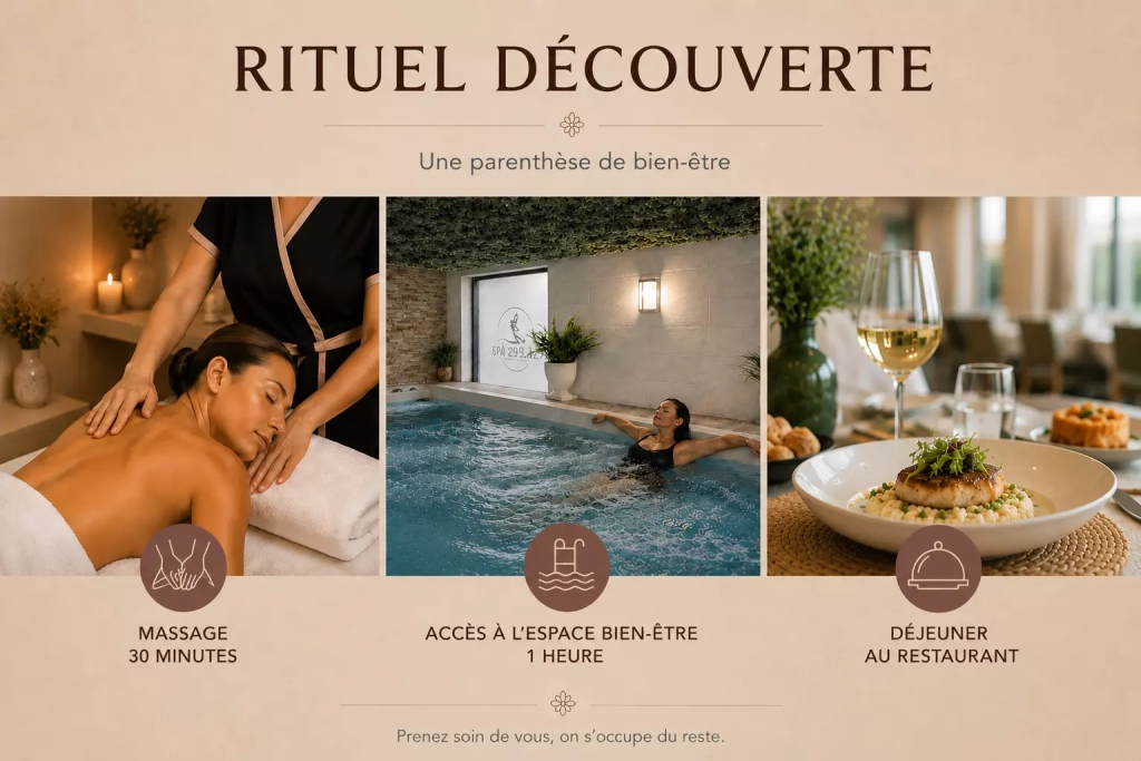 Rituel découverte avec massage, accès au spa et déjeuner proposé par Les Fées Spa