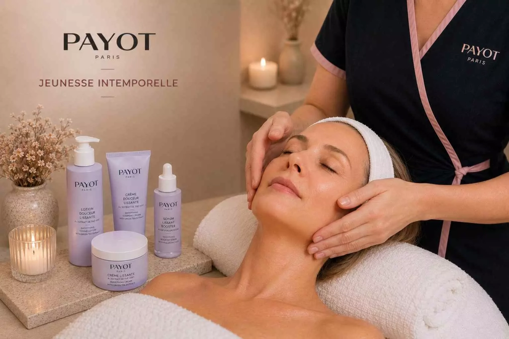 Soin visage Jeunesse Intemporelle Payot réalisé aux Fées Spa pour une peau lissée, hydratée et éclatante.